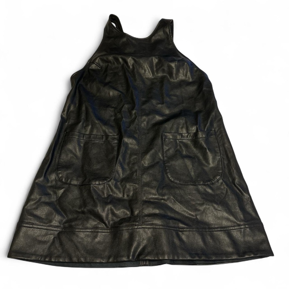 Free People Black Vegan Leather Mini Dress with Pockets